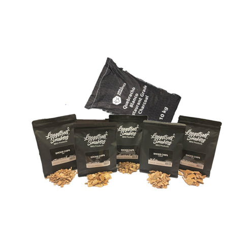 BBQ-pakket: Grill Fanatics Quebracho-houtskool & XXL Rookhoutsnippers